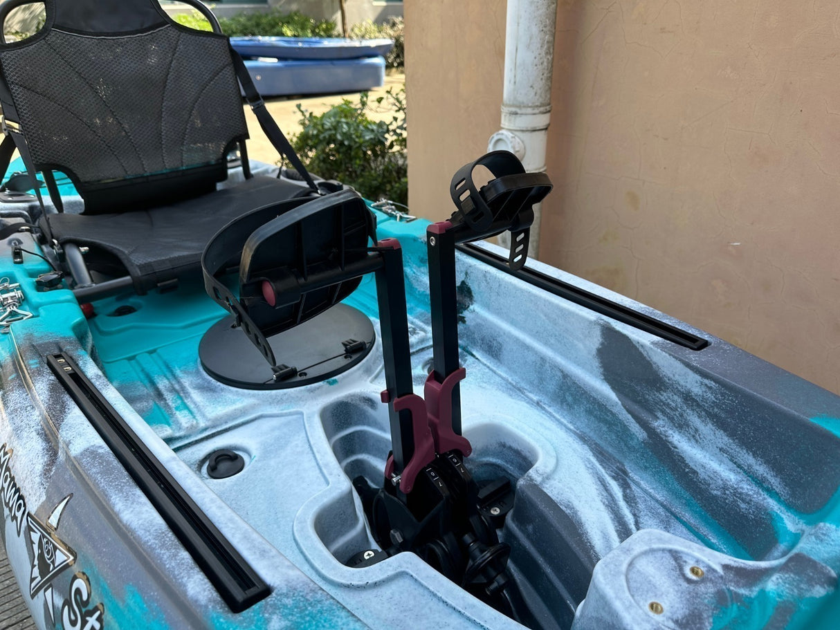 Kayak divisibile a pedali con pinne BIG MAMA START S300 monoposto componibile + motore BIXPY K1 Outboard Kit con batteria PP-378 Wh v4 + Adattatore Low Profile Thruhull Pedal Drive