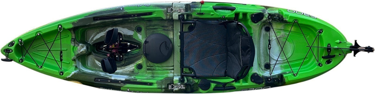 Kayak divisibile a pedali con pinne BIG MAMA START S300 monoposto componibile + motore BIXPY K1 Outboard Kit con batteria PP-378 Wh v4 + Adattatore Low Profile Thruhull Pedal Drive