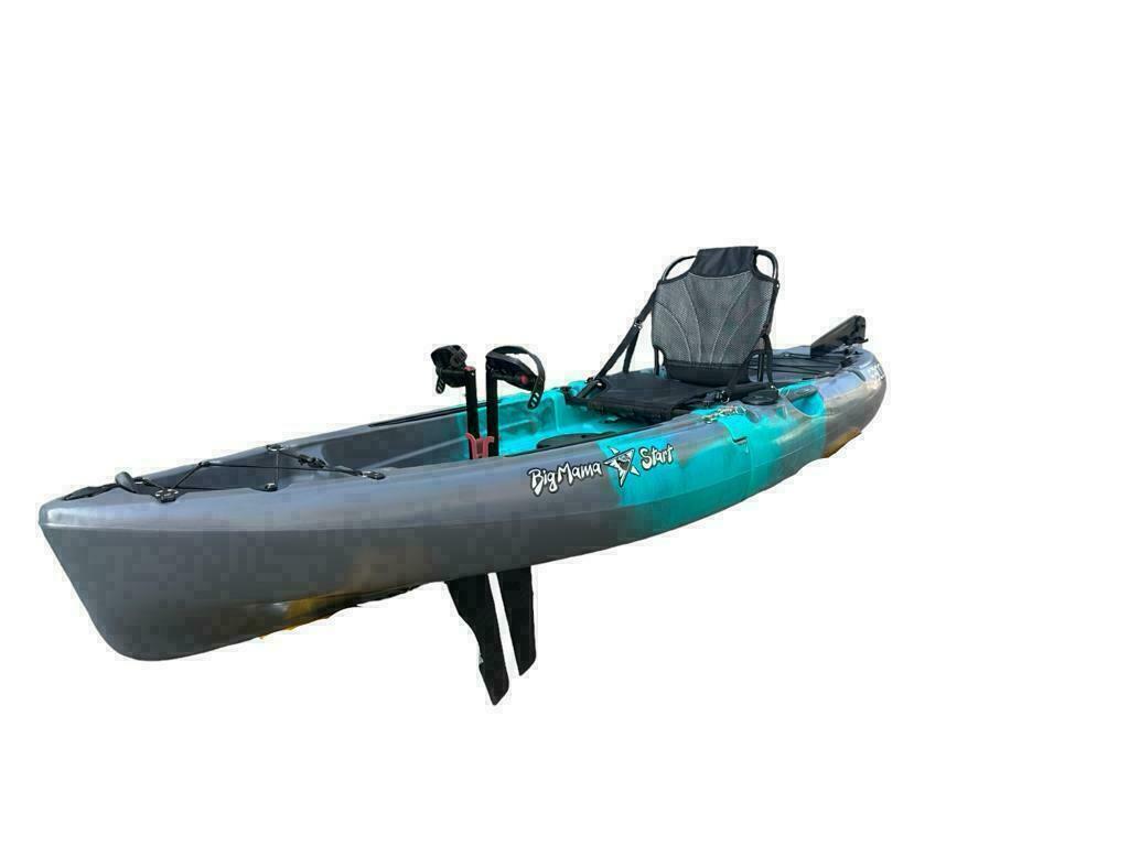 Kayak divisibile a pedali con pinne BIG MAMA START S300 monoposto componibile + motore BIXPY K1 Outboard Kit con batteria PP-378 Wh v4 + Adattatore Low Profile Thruhull Pedal Drive