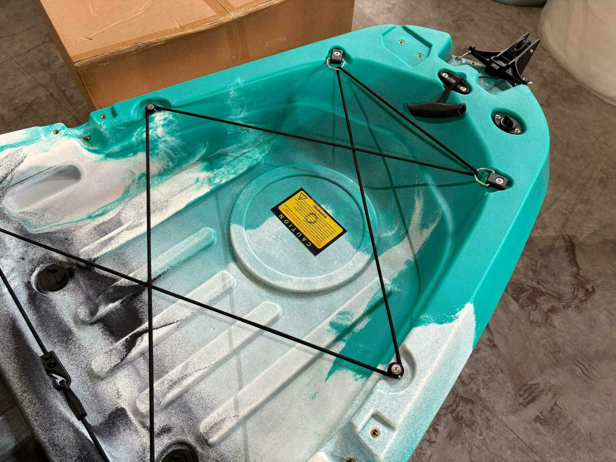 Kayak monoposto divisibile a pedali con pinne BIG MAMA START S500 componibile + motore Bixpy K1 Angler PRO Kit Outboard con batteria inclusa PP-768 Wh + Adattatore Low Profile Thruhull Pedal Drive
