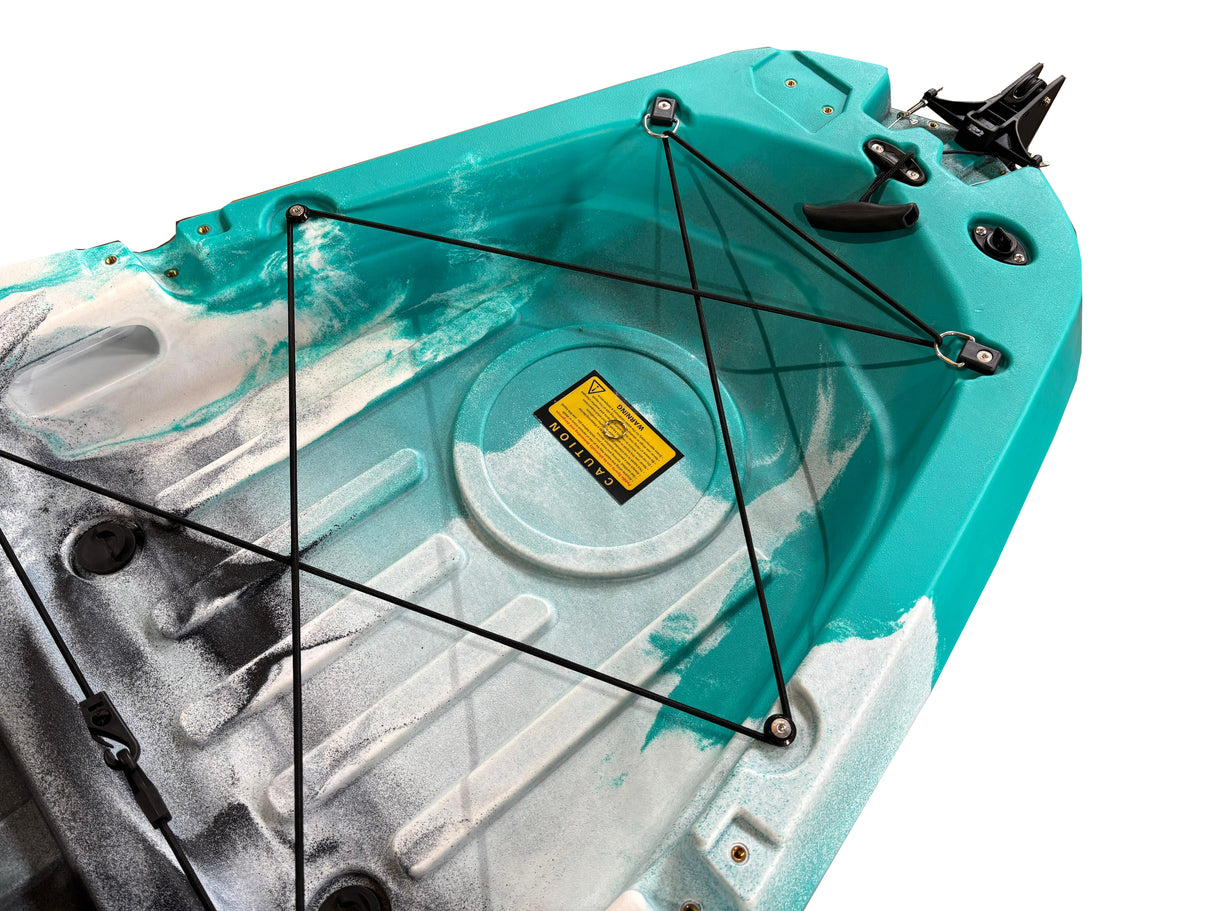 Kayak monoposto divisibile a pedali con pinne BIG MAMA START S500 componibile + motore Bixpy K1 Angler PRO Kit Outboard con batteria inclusa PP-768 Wh + Adattatore Low Profile Thruhull Pedal Drive