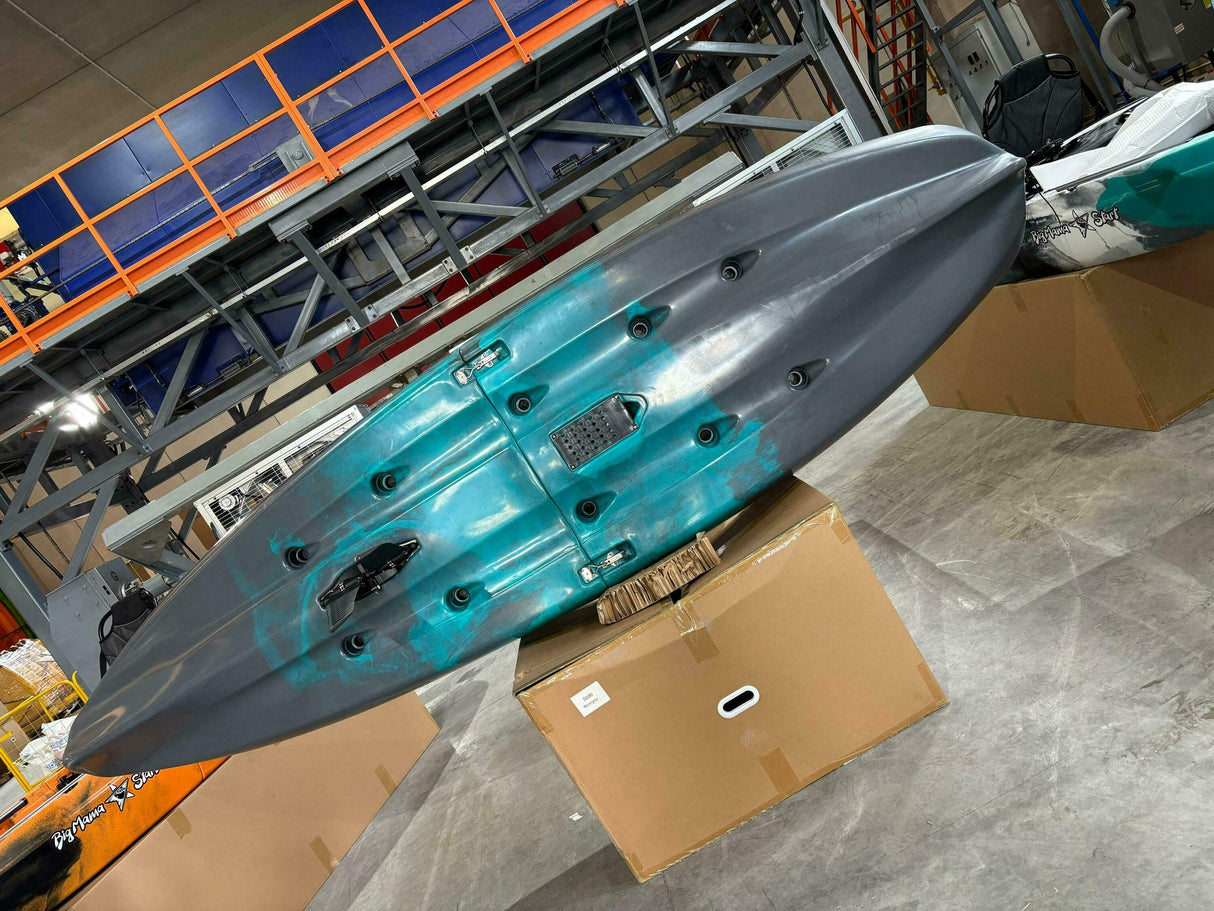 Kayak monoposto divisibile a pedali con pinne BIG MAMA START S500 componibile + GARMIN striker VIVID 5 cv + kit schermo ecoscandaglio
