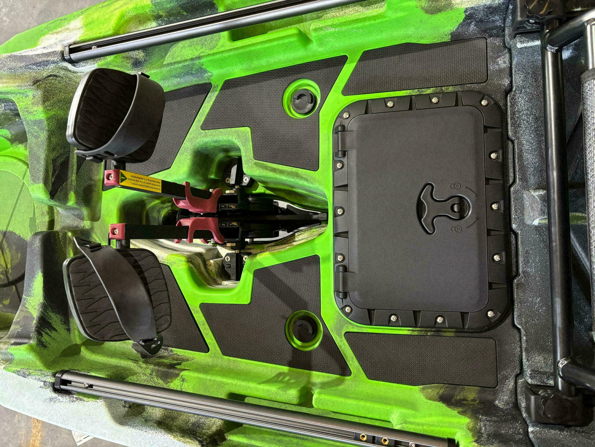 Kayak monoposto divisibile a pedali con pinne BIG MAMA START S500 componibile + motore Bixpy K1 Outboard Kit con batteria PP-378 Wh v4 + Adattatore Low Profile Thruhull Pedal Drive