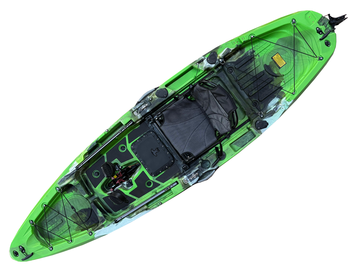 Kayak monoposto divisibile a pedali con pinne BIG MAMA START S500 componibile + motore Bixpy K1 Angler PRO Kit Outboard con batteria inclusa PP-768 Wh + Adattatore Low Profile Thruhull Pedal Drive