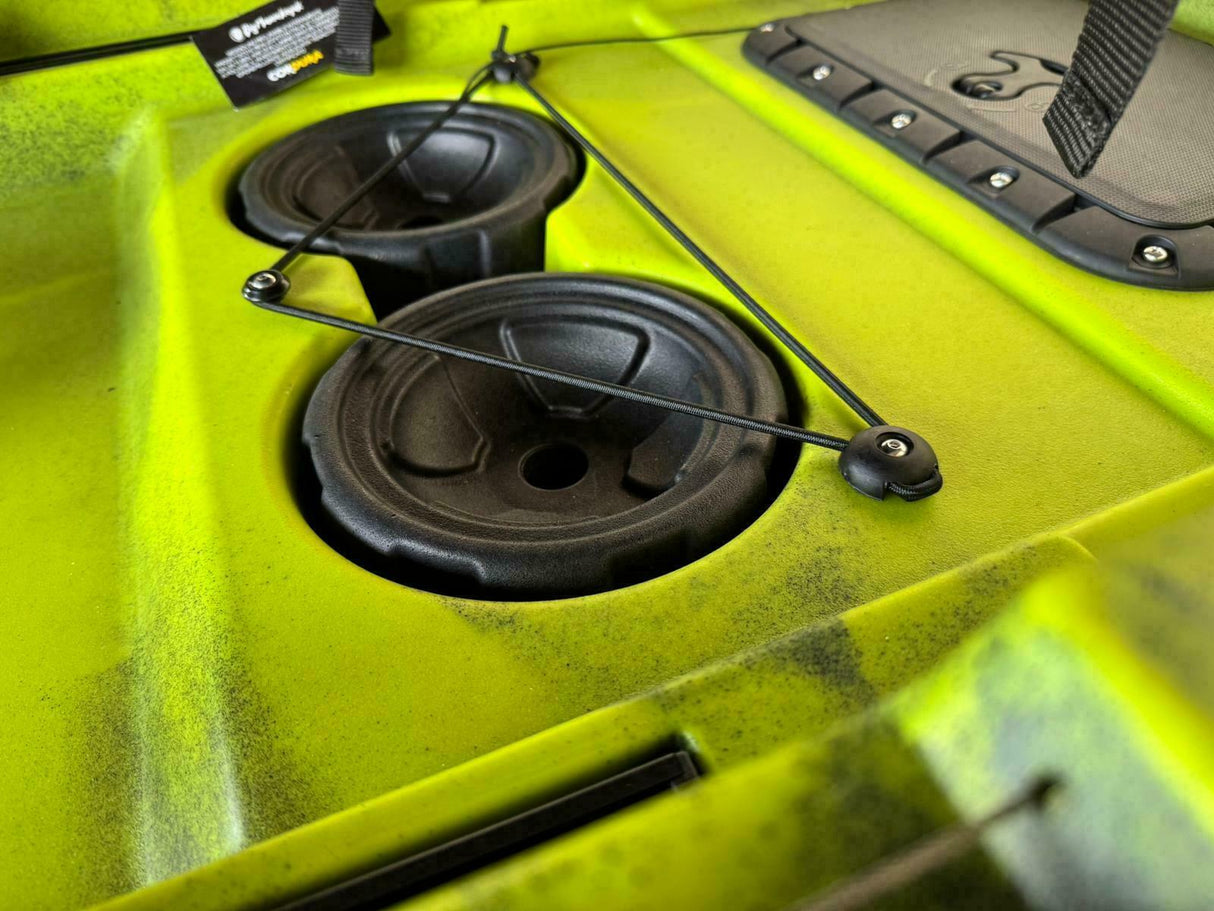Kayak a Motore di prua Haswing Cayman 55lb con GPS + Pedali divisibile Big Mama Triken 330 live S, con ruote e vasca del vivo