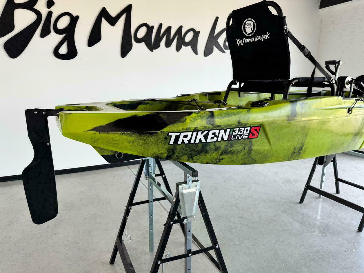 Kayak fishing a Pedali divisibile Big Mama Triken 330 Live S, con ruote e vasca del vivo