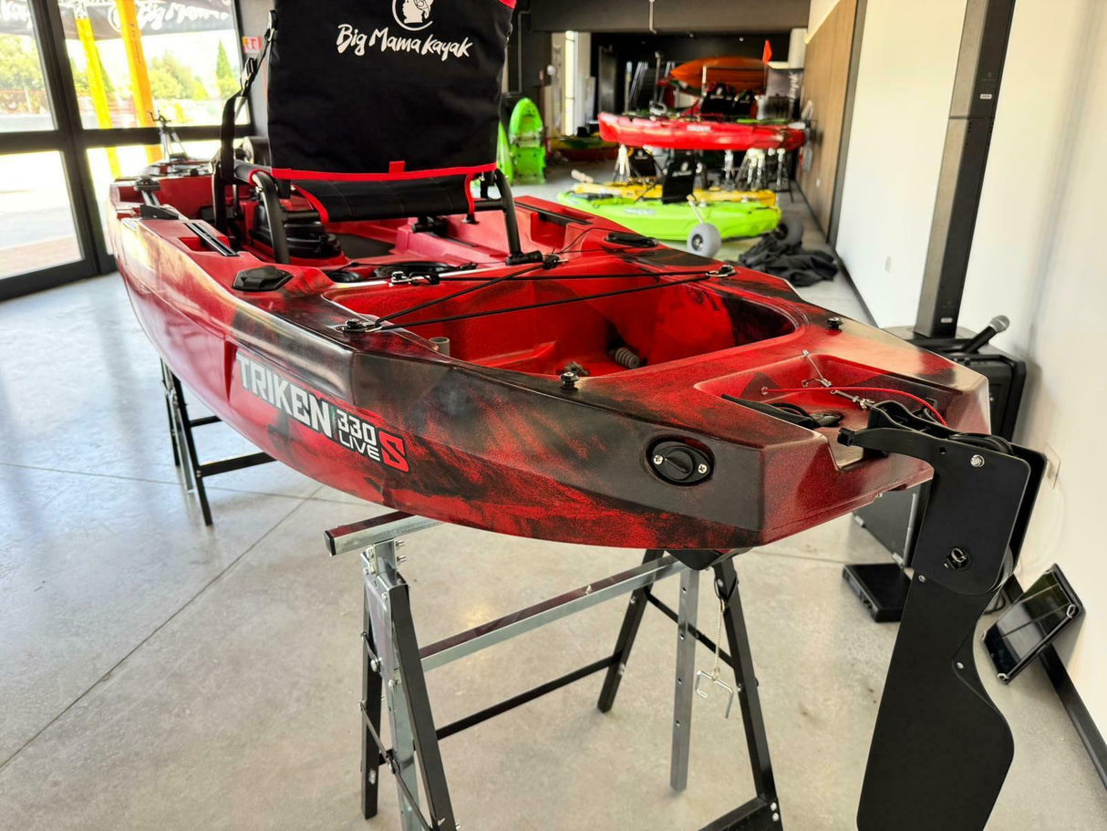 Kayak fishing a Pedali divisibile Big Mama Triken 330 S live, con ruote e vasca del vivo