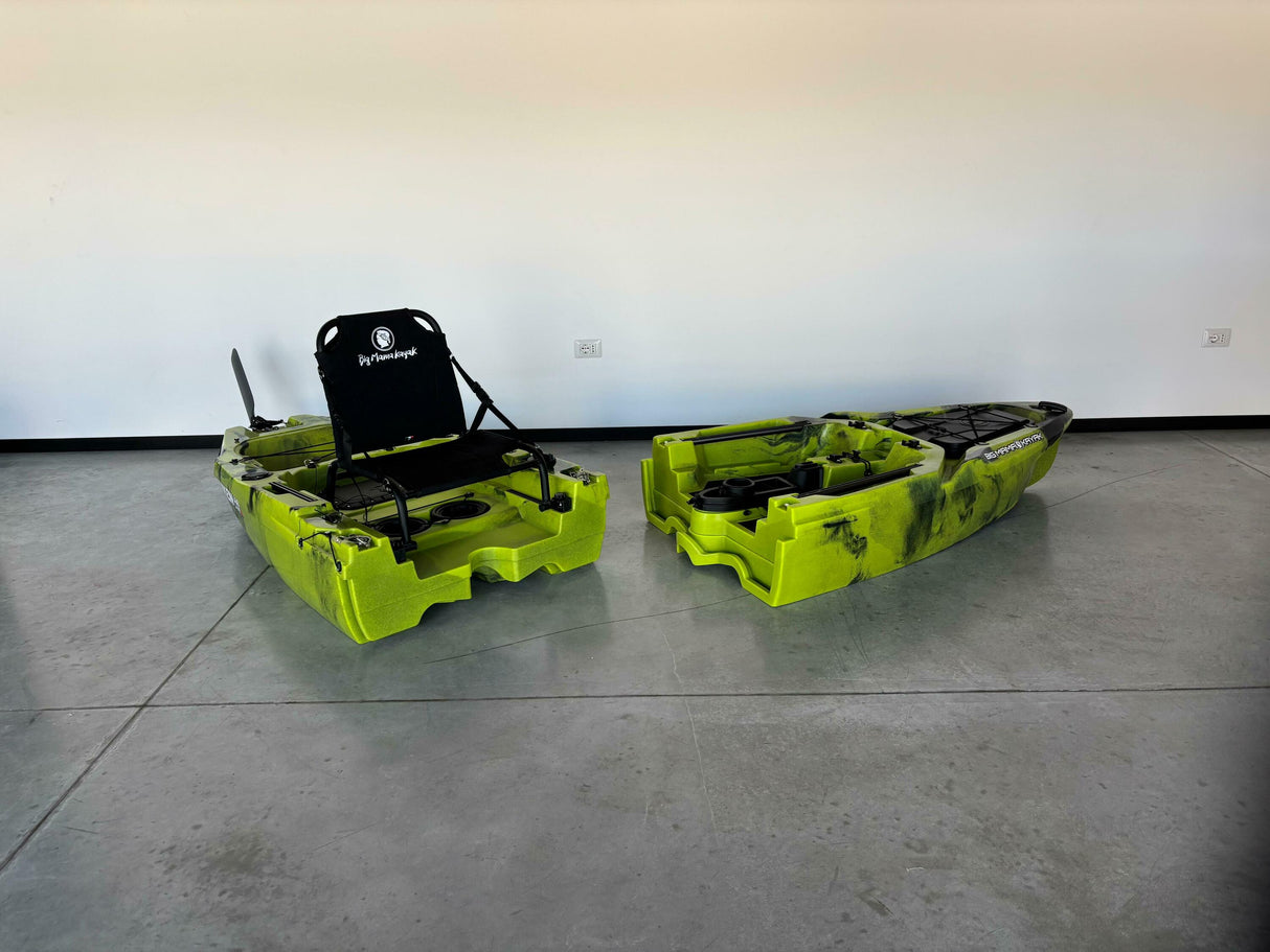 Kayak fishing a Pedali divisibile Big Mama Triken 330 Live S, con ruote e vasca del vivo