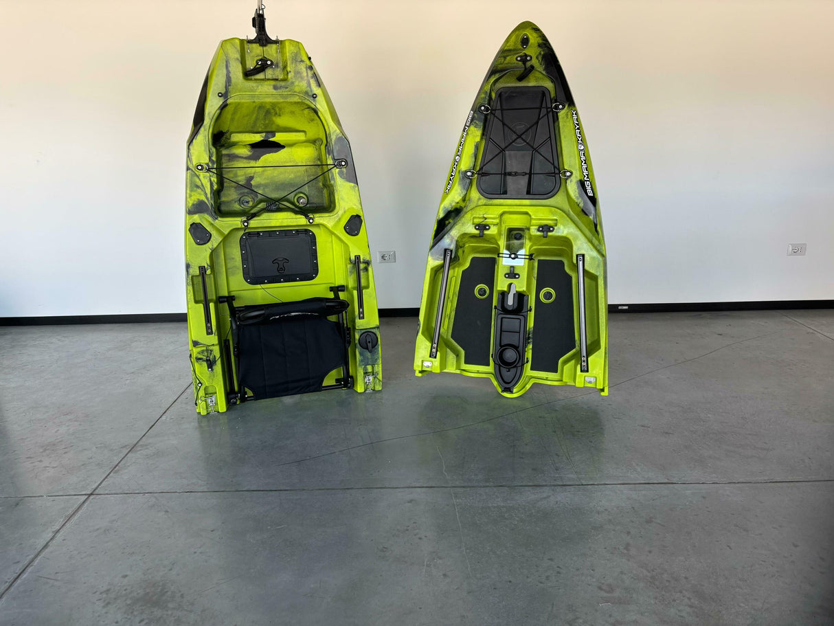 Kayak a Motore di prua Haswing Cayman 55lb con GPS + Pedali divisibile Big Mama Triken 330 live S, con ruote e vasca del vivo