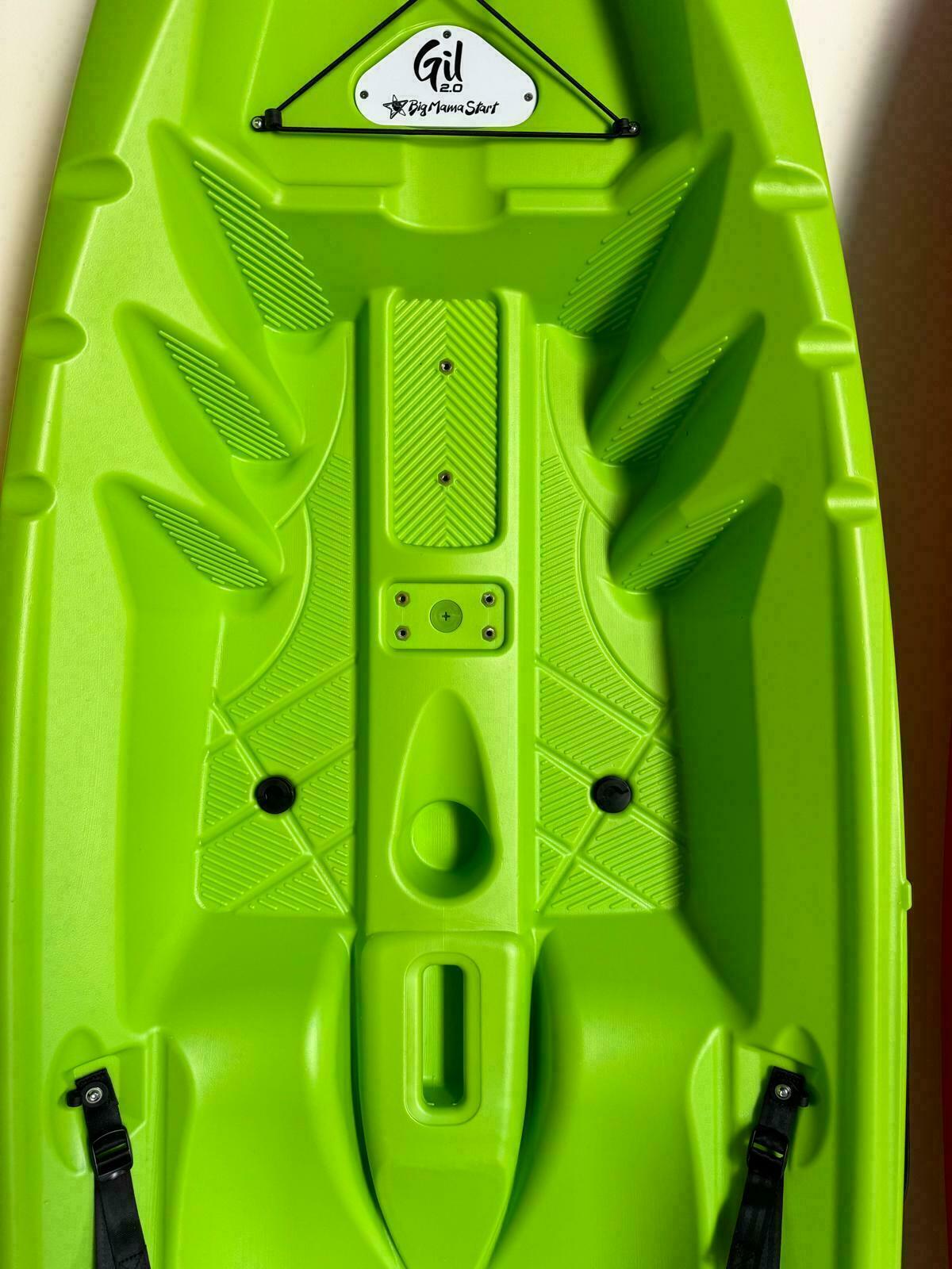 kayak fishing canoa GIL 2.0 BIG MAMA KAYAK canoa monoposto da 254 cm + 2 p.canne interni + seggiolino + pagaia - GIALLO