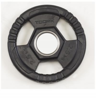 Disco Ghisa Gommato - 2,5 kg. Tri Grip Olimpionico Foro Ø 50 mm. Linea Toorx COD.DGG-TG2.5