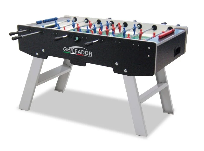 Calciobalilla Goleador Evolution Nero con Aste Uscenti, Gambe Pieghevoli - Piano di Gioco in Vetro- biliardino Garlando cd.Goleadevoucvl