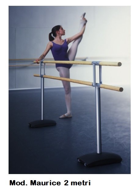 Sbarre Danza Mod.maurice - Base In Ghisa Con Ruote E 2 Sbarre In Legno Da 2 Metri- Cod.30590022 Dinamica Ballet