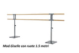 Sbarra Danza Mod.giselle Con Ruote Base In Acciaio Mobile Con Doppia Sbarra Da 1.5 Metri - 10 Altezze Regolabili Cod.30591923 Dinamica Ballet