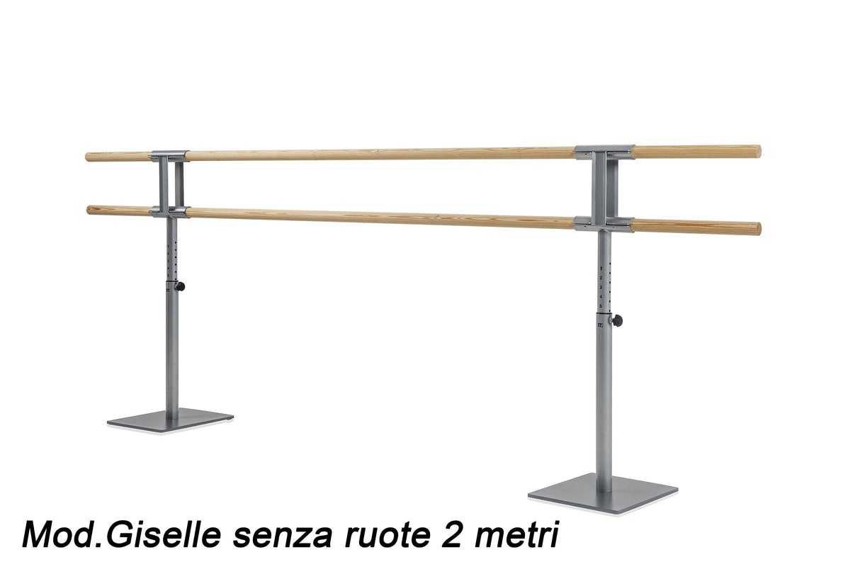 Sbarra Danza Mod.giselle Senza Ruote Base In Acciaio Mobile Con Doppia Sbarra Da 2 Metri - 10 Altezze Regolabili Cod.30592022 Dinamica Ballet