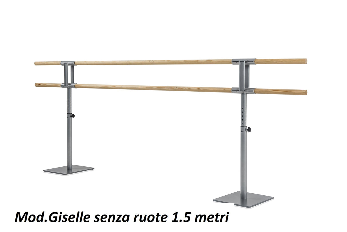 Sbarra Danza Mod.giselle Senza Ruote Base In Acciaio Mobile Con Doppia Sbarra Da 1.5 Metri - 10 Altezze Regolabili Cod.30592023 Dinamica Ballet