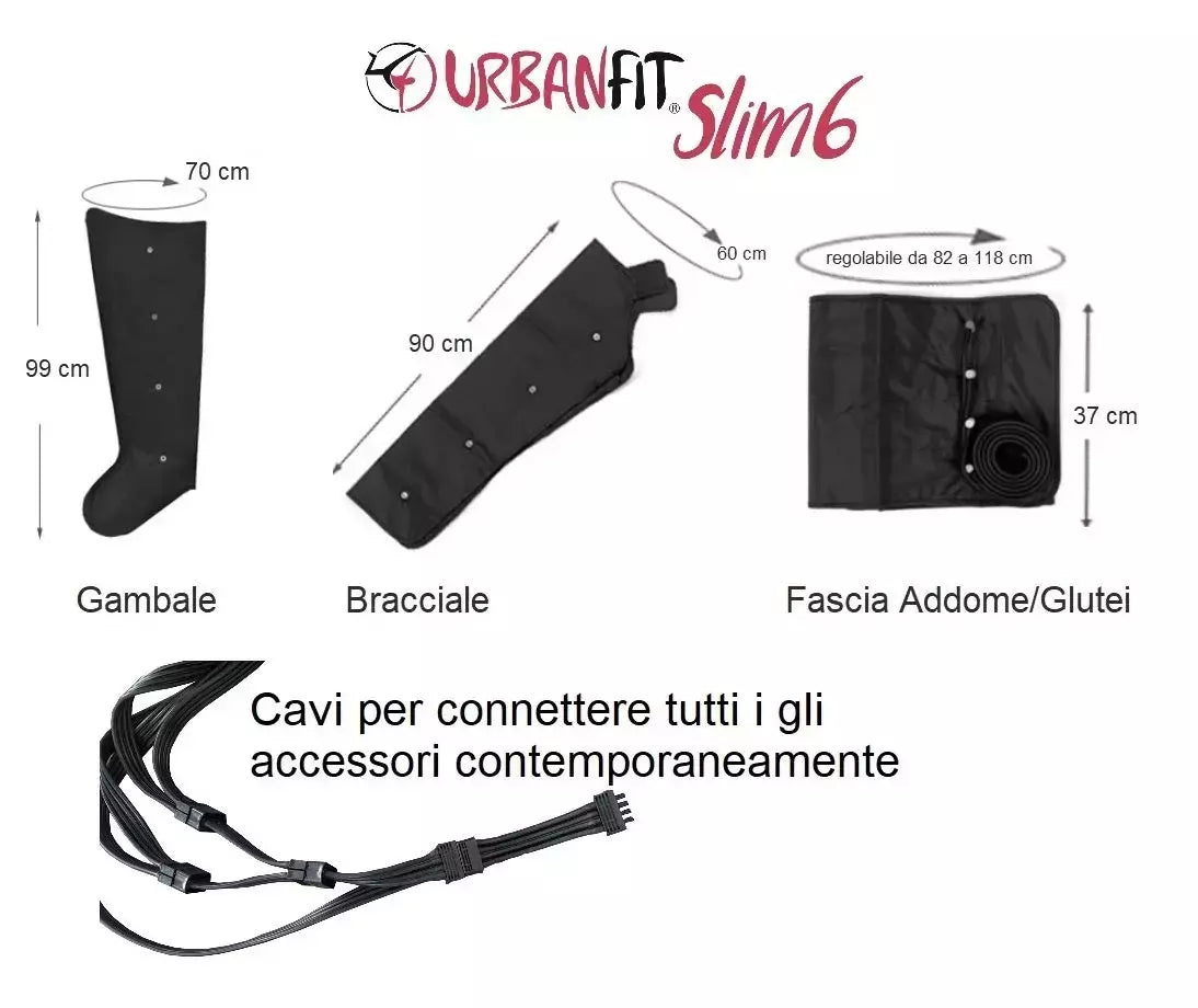 Slim 4 Urban Fit Apparecchio Pressoterapia Con 3 Programmi + 2 Gambali + Fascia Addominali/glutei + Con Telecomando ( Pack 2)