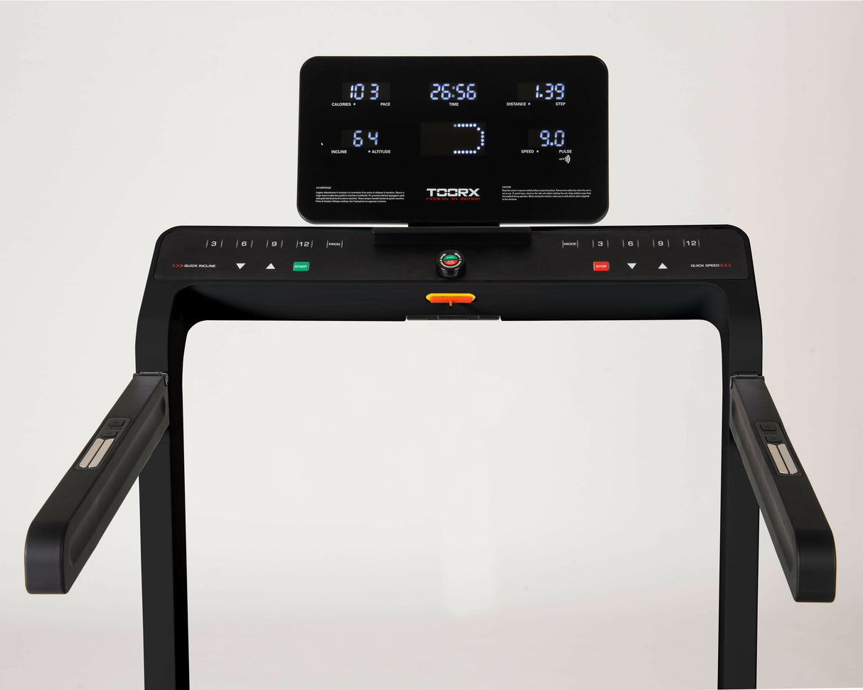 Tapis Roulant Toorx Mirage C60 Hrc Tapis Roulant Salvaspazio Con Inclinazione Elettrica - Piano Corsa 143 X 48 Cm - Peso Max Utente 120 Kg - Velocità 18 Km/h Toorx Compatibile Zwift App E Kinomap Cod.mirage-c60-b Tappeto Elettrico Palestra