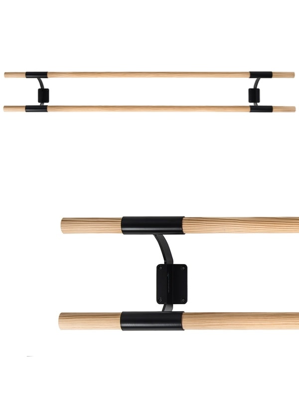 Supporto Sbarra fissa a parete Arabesque Doppia Black Dinamica Ballet Cod. 30590331 (sbarra non inclusa)