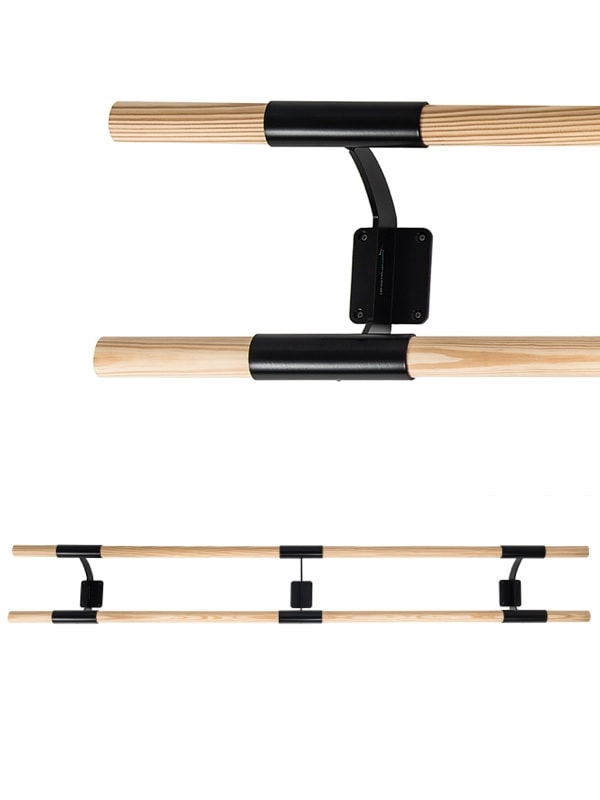 Supporto Sbarra fissa a parete Arabesque Doppia Black Dinamica Ballet Cod. 30590331 (sbarra non inclusa)