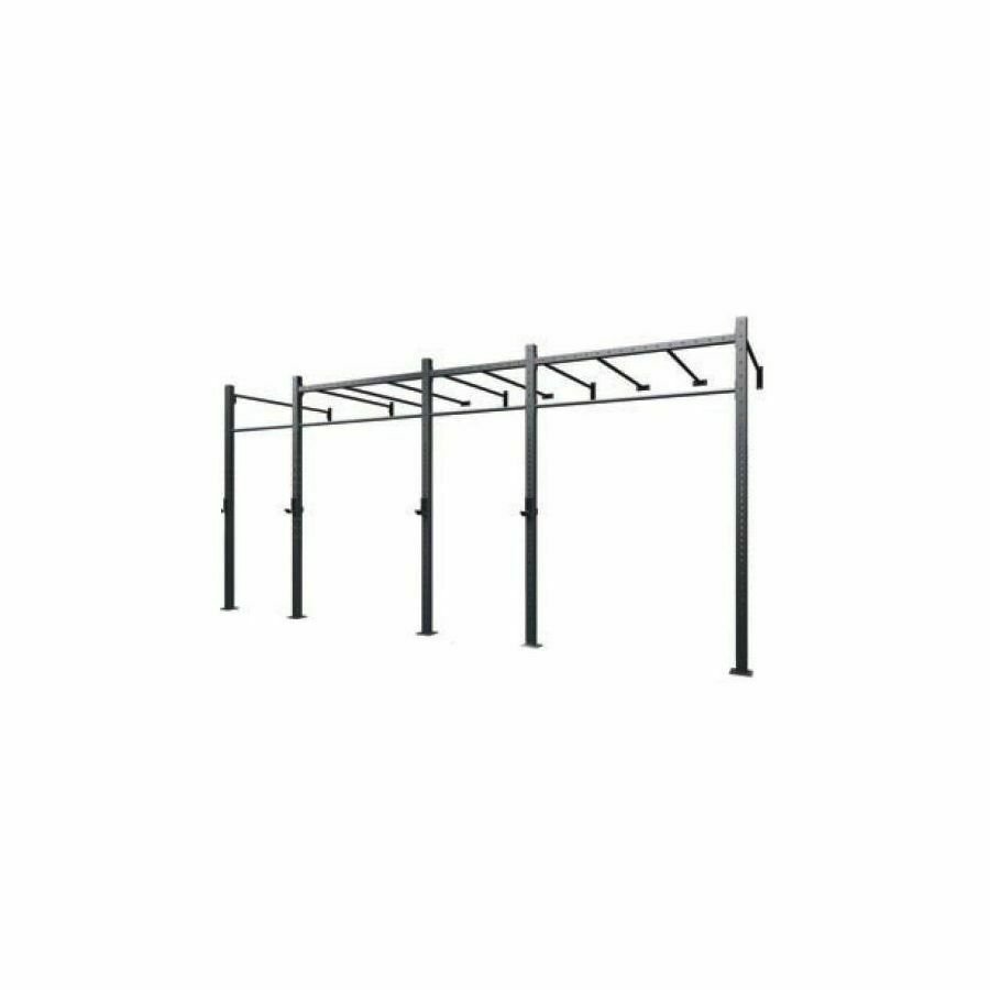 Gabbia MASTER 4 campate a muro con Monkey Station struttura 75 x 75 x 3,2 mm. / 2 coppie di appoggi bilanciere incluse LINEA GABBIE CROSSTRAINING & CALISTHENICS INDOOR cod. G75-4MMS