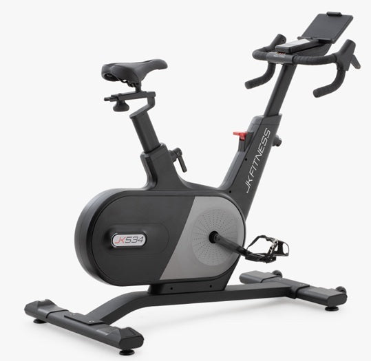 Jk534 Gym Bike elettromagnetica Trasmissione A Cinghia + Ricevitore Cardio BT + predisposizione App Zwift e Kinomap - Volano 20 Kg - Peso Max Utente 130 Kg Jk Fitness Cod.jk534