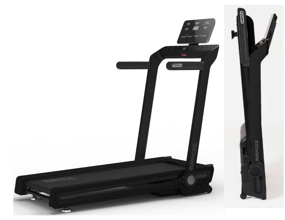 Tapis Roulant Toorx Mirage C60 Hrc Tapis Roulant Salvaspazio Con Inclinazione Elettrica - Piano Corsa 143 X 48 Cm - Peso Max Utente 120 Kg - Velocità 18 Km/h Toorx Compatibile Zwift App E Kinomap Cod.mirage-c60-b Tappeto Elettrico Palestra