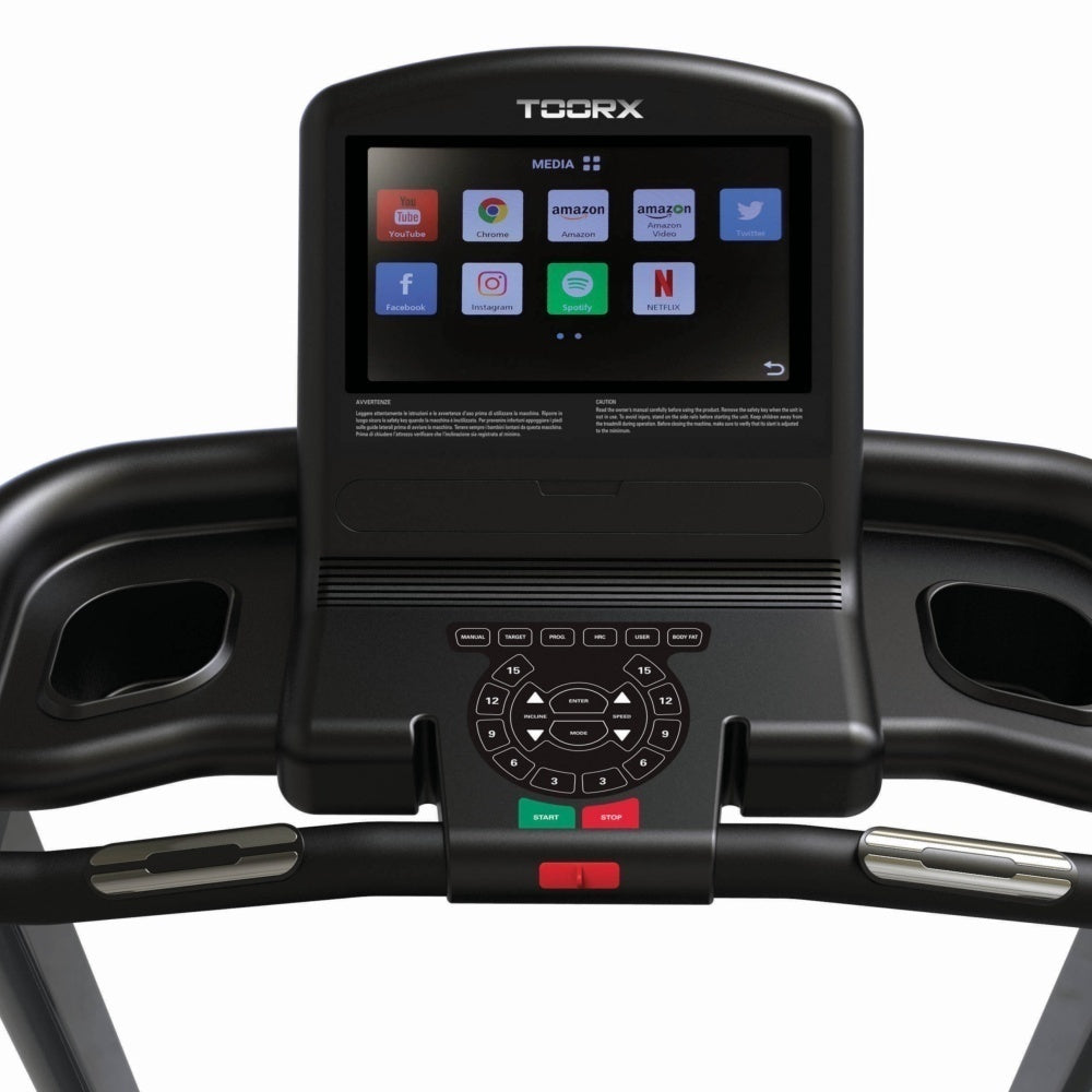 Treadmill Salvaspazio Tapis Roulant EXPERIENCE PLUS TFT HRC TFT 10,1" HD Toorx Inclinazione Elettrica e Fascia Cardio Inclusa - APP Ready 3.0 - Velocità 1,0 - 22,0 Km/h - Utente 130 Kg - Piano Corsa 50 x 151 cm - Tappeto Elettrico Palestra