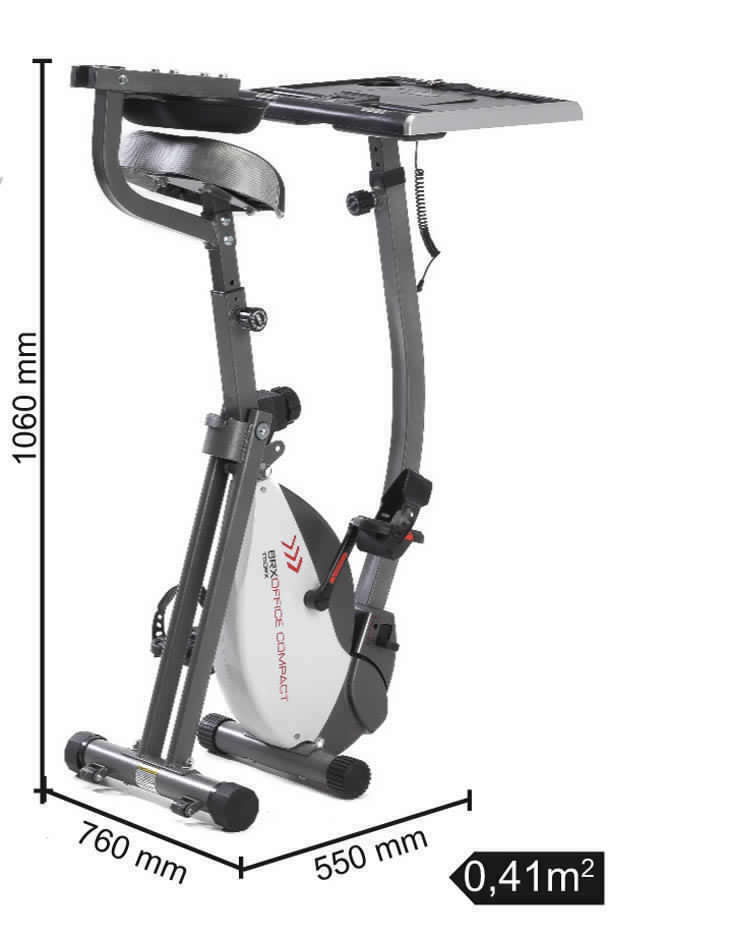 Bici da Camera BRX-OFFICE COMPACT Salvaspazio-Accesso Facilitato-Scrivania Regolabile in Altezza/Inclinazione Linea Toorx PESO MASSIMO UTENTE 100 Kg Gym Bike