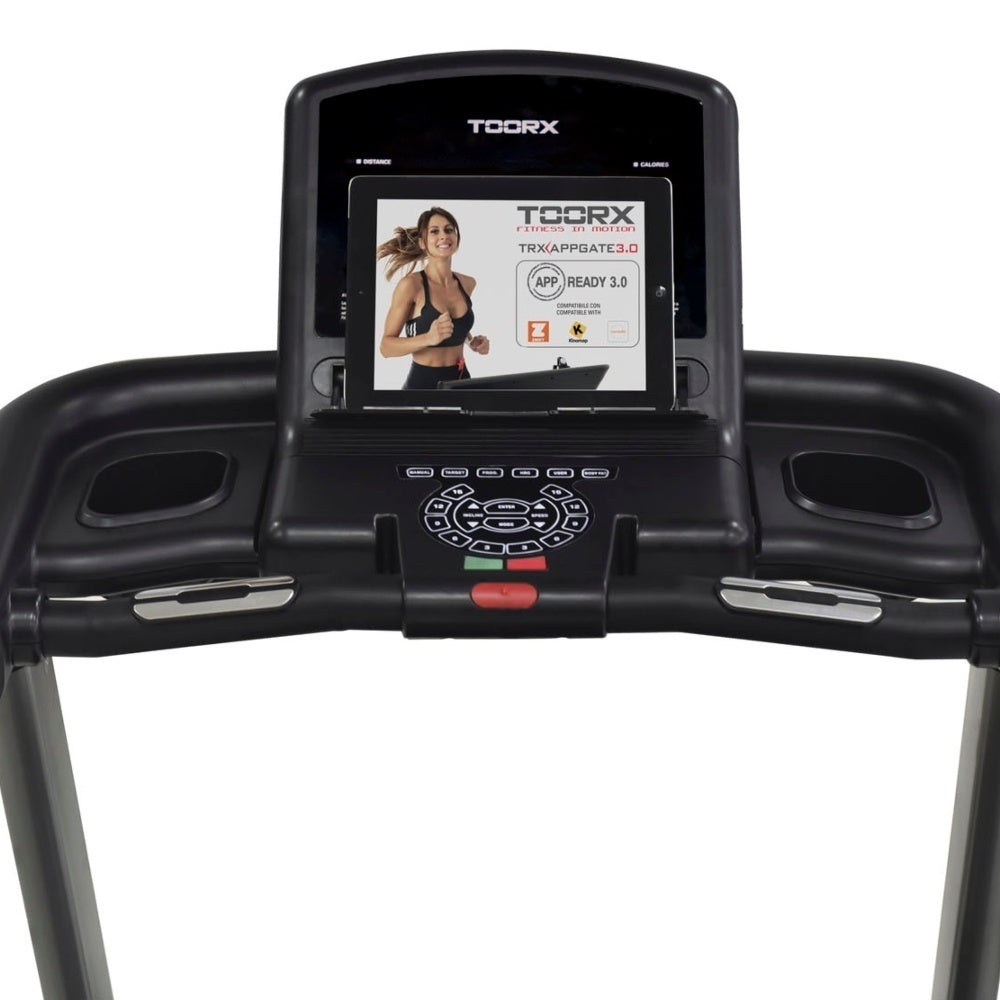 Treadmill Salvaspazio Tapis Roulant Voyager Plus Hrc Toorx Inclinazione Elettrica e Fascia Cardio Inclusa - APP Ready 3.0 - Velocità 1,0 - 20,0 Km/h - Piano Corsa 48 x 141 cm - Utente 120 kg - Tappeto Elettrico Palestra