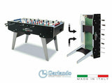 Calciobalilla Goleador Nero con aste rientranti, Gambe Pieghevoli - Piano di Gioco in Vetro- biliardino Garlando 4976