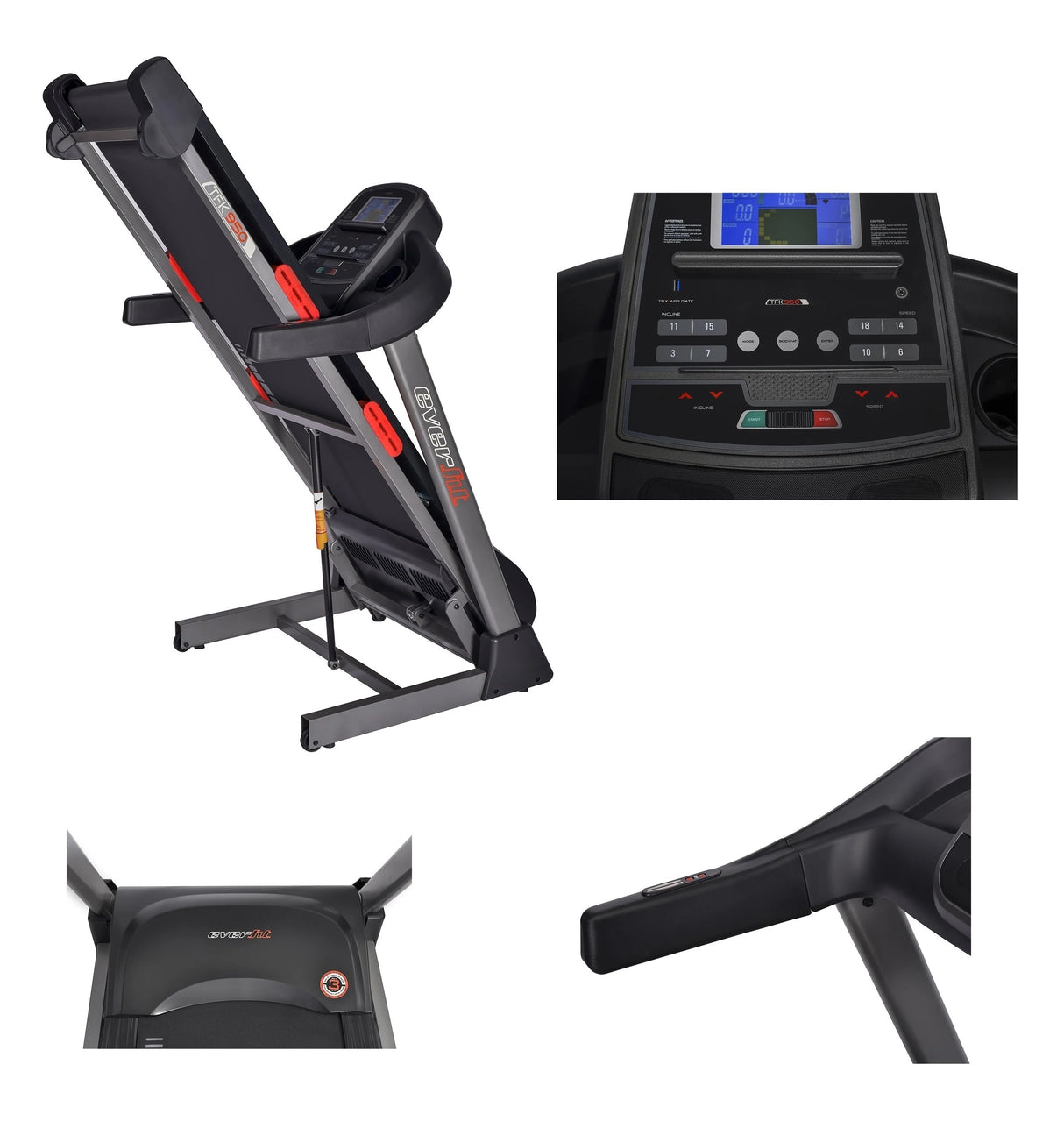 Promo Treadmill Richiudibile Tapis Roulant TFK 950 HRC Everfit - Inclinazione Elettrica e Fascia Cardio Inclusa - APP Ready 3.0 - Velocità 22 km/h - Utente 130 kg - Piano Corsa 154 x 50 cm - Tappeto Elettrico Palestra