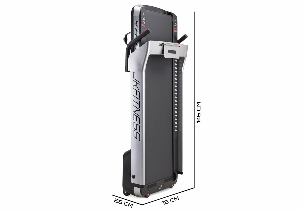 Tapis Roulant Jk Fitness Supercompact 48 Compatibili Zwift E Kinomap - Velocità 16 Km/h - Motore 2.0 Hp - Peso Max Utente 120 Kg Cod.sc-48 Silver