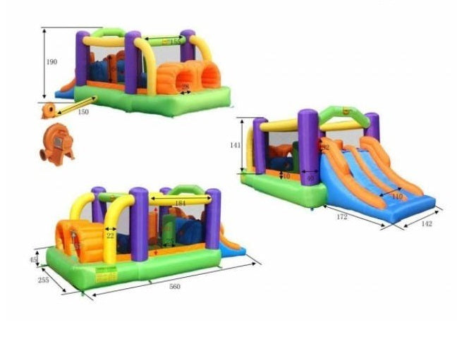 Gioco Gonfiabile Percorso ad ostacoli Art.9063 Mis.560 X 225 Cm Motore Incluso Offerta Giochi Gonfiabili In Vendita Su Timesport24
