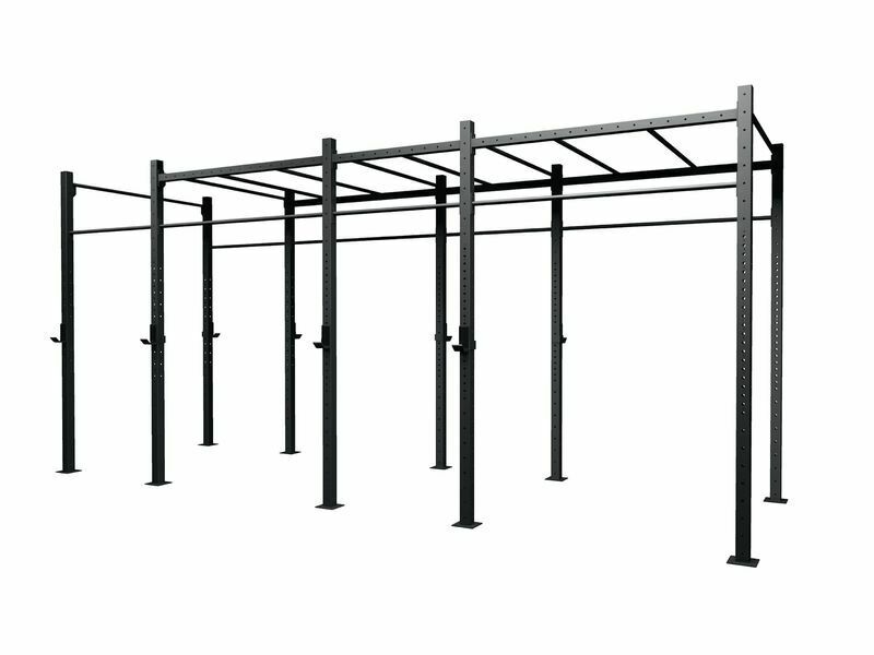 Gabbia MASTER 4 campate autoportante con Monkey Station struttura 75 x 75 x 3,2 mm. /4 coppie di appoggi bilanciere incluse LINEA GABBIE CROSSTRAINING & CALISTHENICS INDOOR cod. G75-4AMS