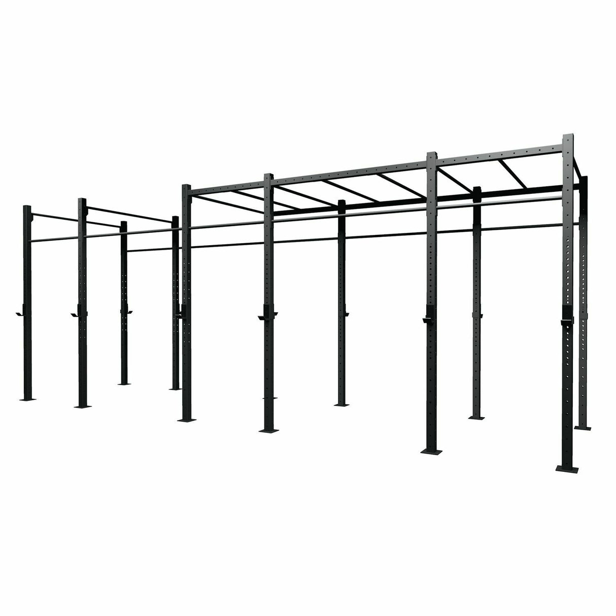 Gabbia MASTER 5 campate autoportante con Monkey Station struttura 75 x 75 x 3,2 mm. / 6 coppie di appoggi bilanciere incluse LINEA GABBIE CROSSTRAINING & CALISTHENICS INDOOR cod. G75-5AMS