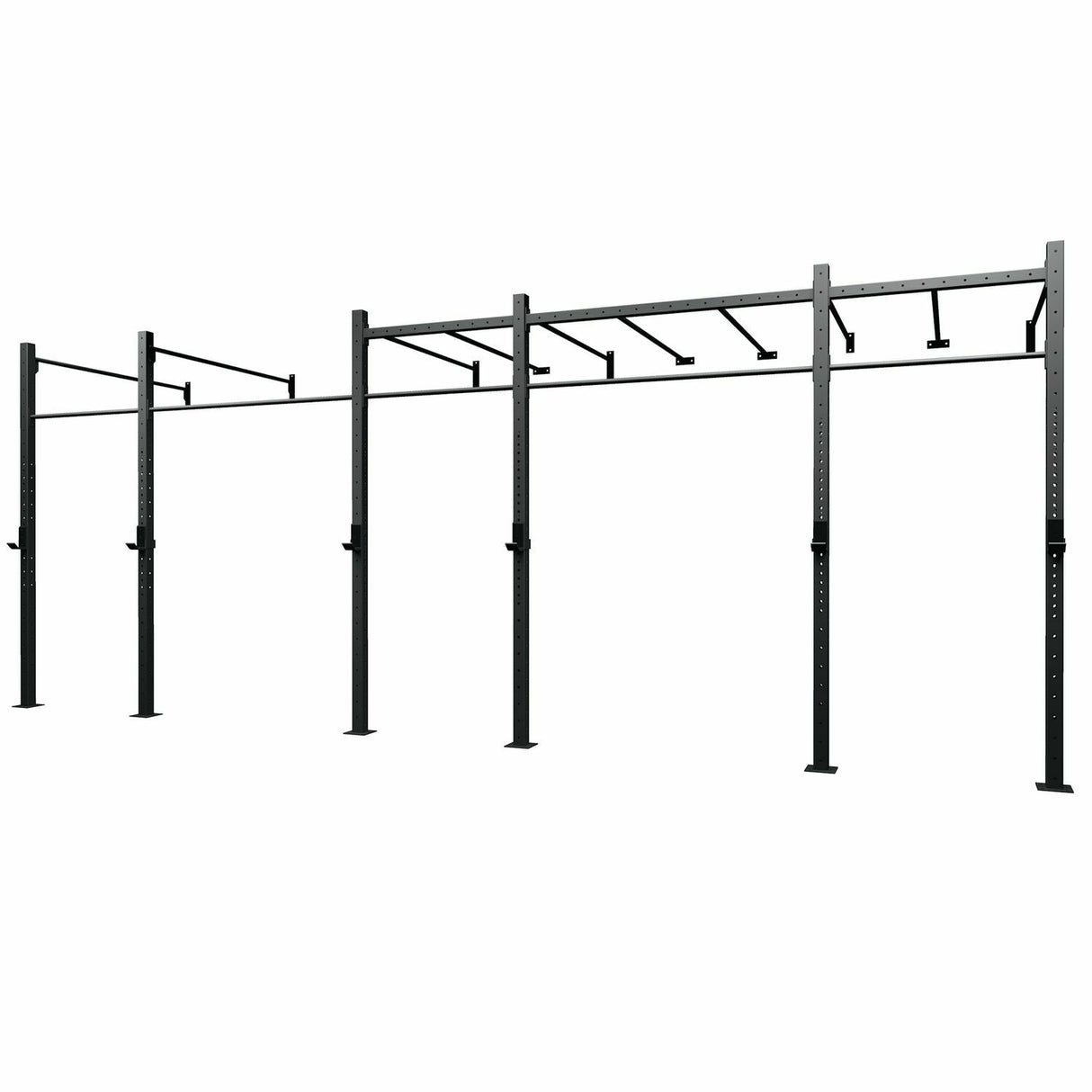 Gabbia MASTER 5 campate a muro con Monkey Station struttura 75 x 75 x 3,2 mm. / 3 coppie di appoggi bilanciere incluse LINEA GABBIE CROSSTRAINING & CALISTHENICS INDOOR cod. G75-5MMS