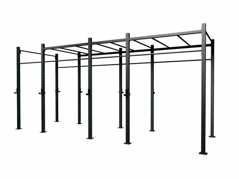 Gabbia MASTER OUTDOOR 4 campate autoportante con Monkey Station NEW! struttura 75 x 75 x 3,2 mm. / 4 coppie di appoggi bilanciere incluse LINEA GABBIE CROSSTRAINING OUTDOOR cod. GO75-4AMS