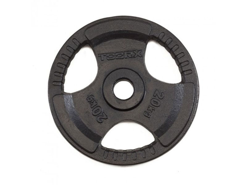 Disco Ghisa Gommato - 20 kg. Tri Grip Olimpionico Foro Ø 50 mm. Linea Toorx COD.DGG-TG20